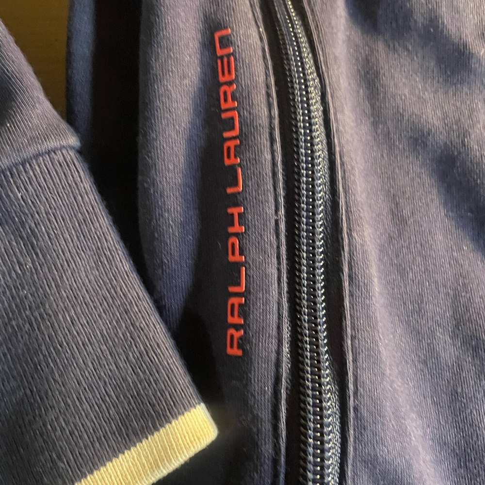 Polo by Ralph Lauren Navy Zip-Up Track Jacket with White Trim - Picture 4 of 4